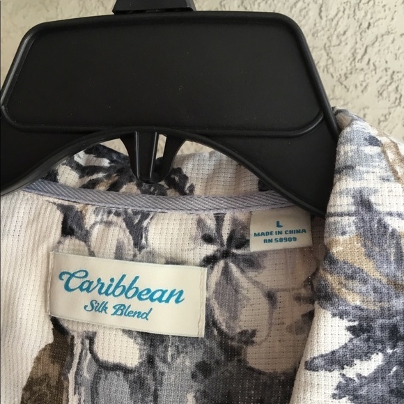 💯caribbean SILK BLEND BUTTON UP SHIRT 👕 - Picture 4 of 4